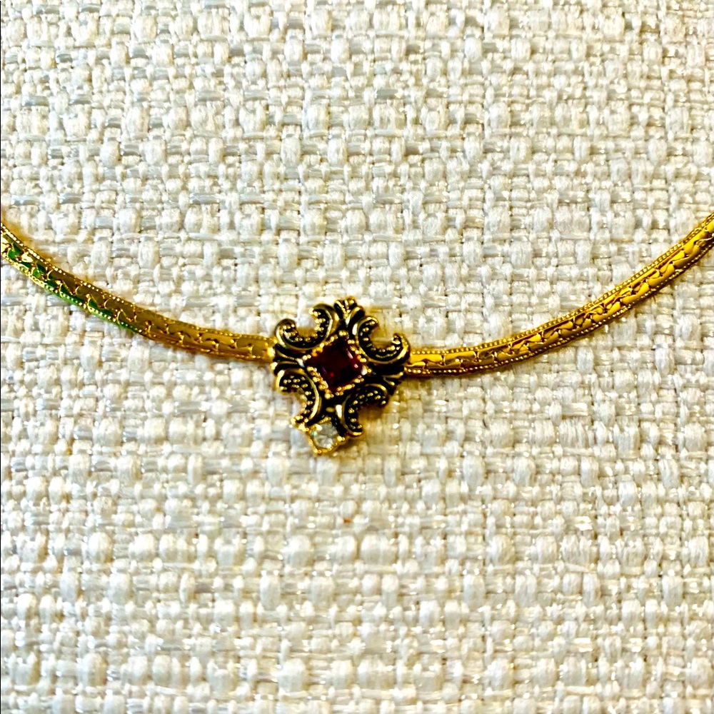 Vintage Faux Ruby Serpentine Necklace